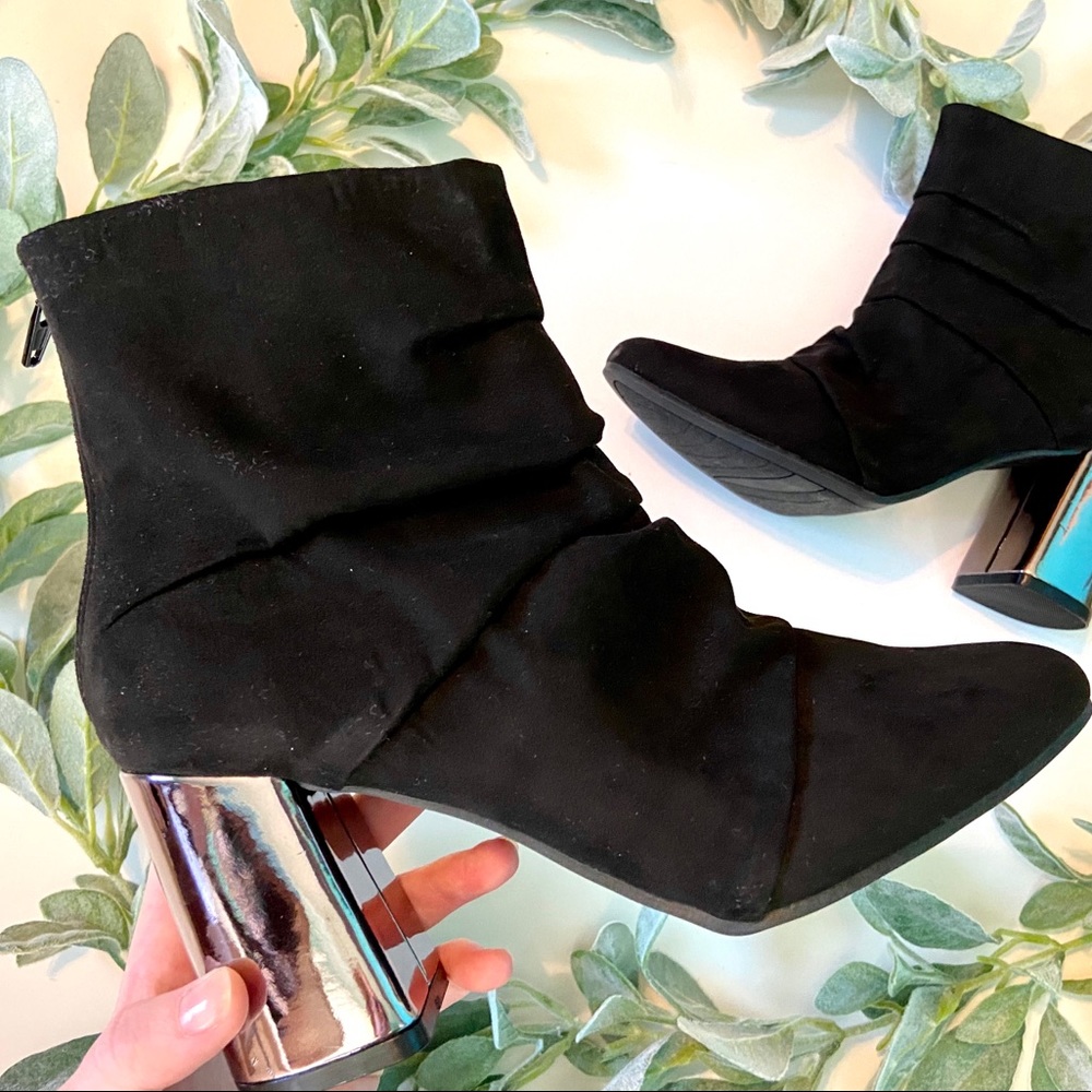 Christian Siriano Black Faux Suede Block Heels